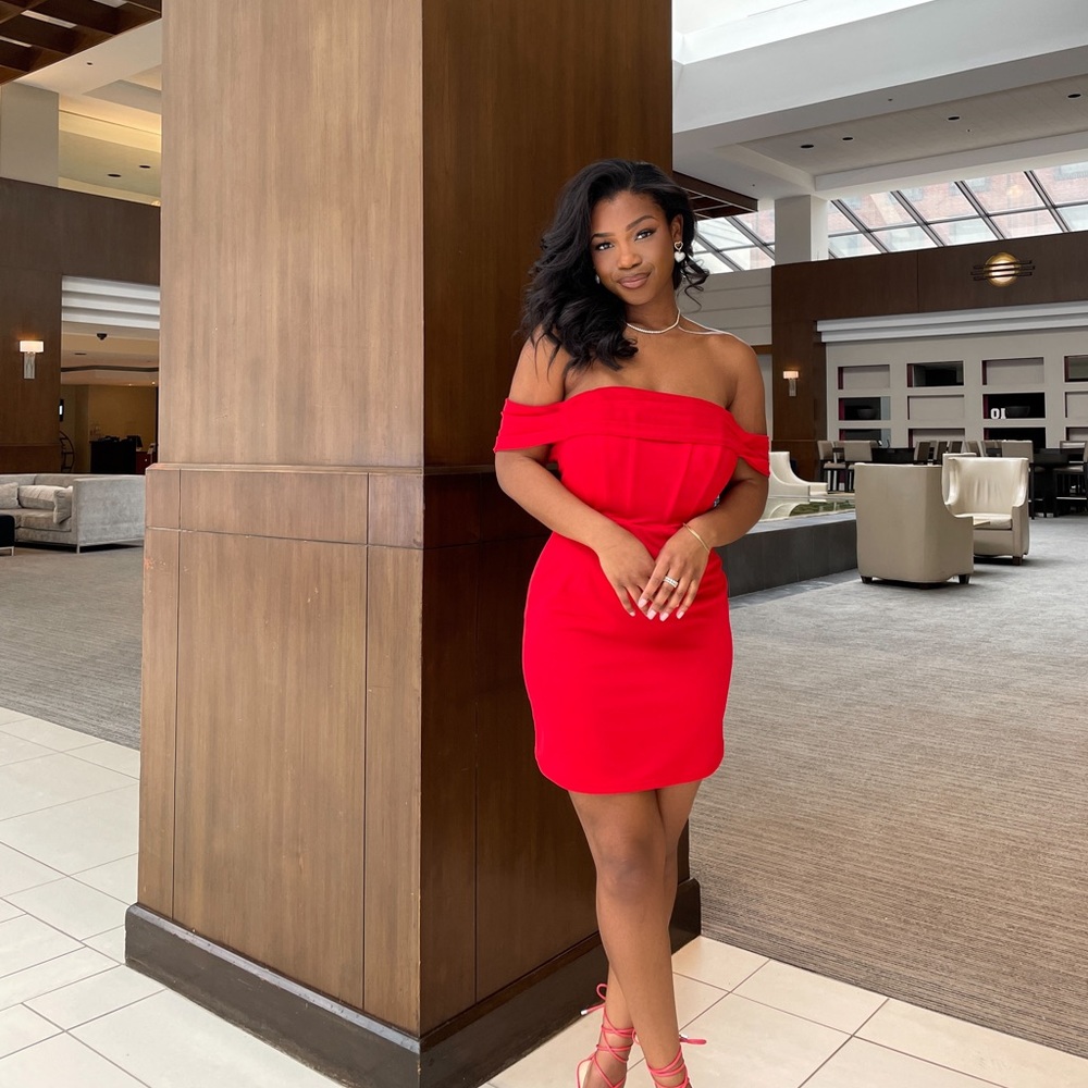 Red mini dress